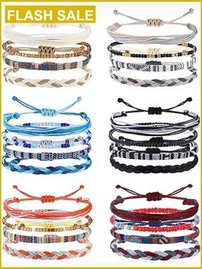 Boho Surfer Bracelet Anklet Set Handmade Braided Adjustable Beach Jewelry